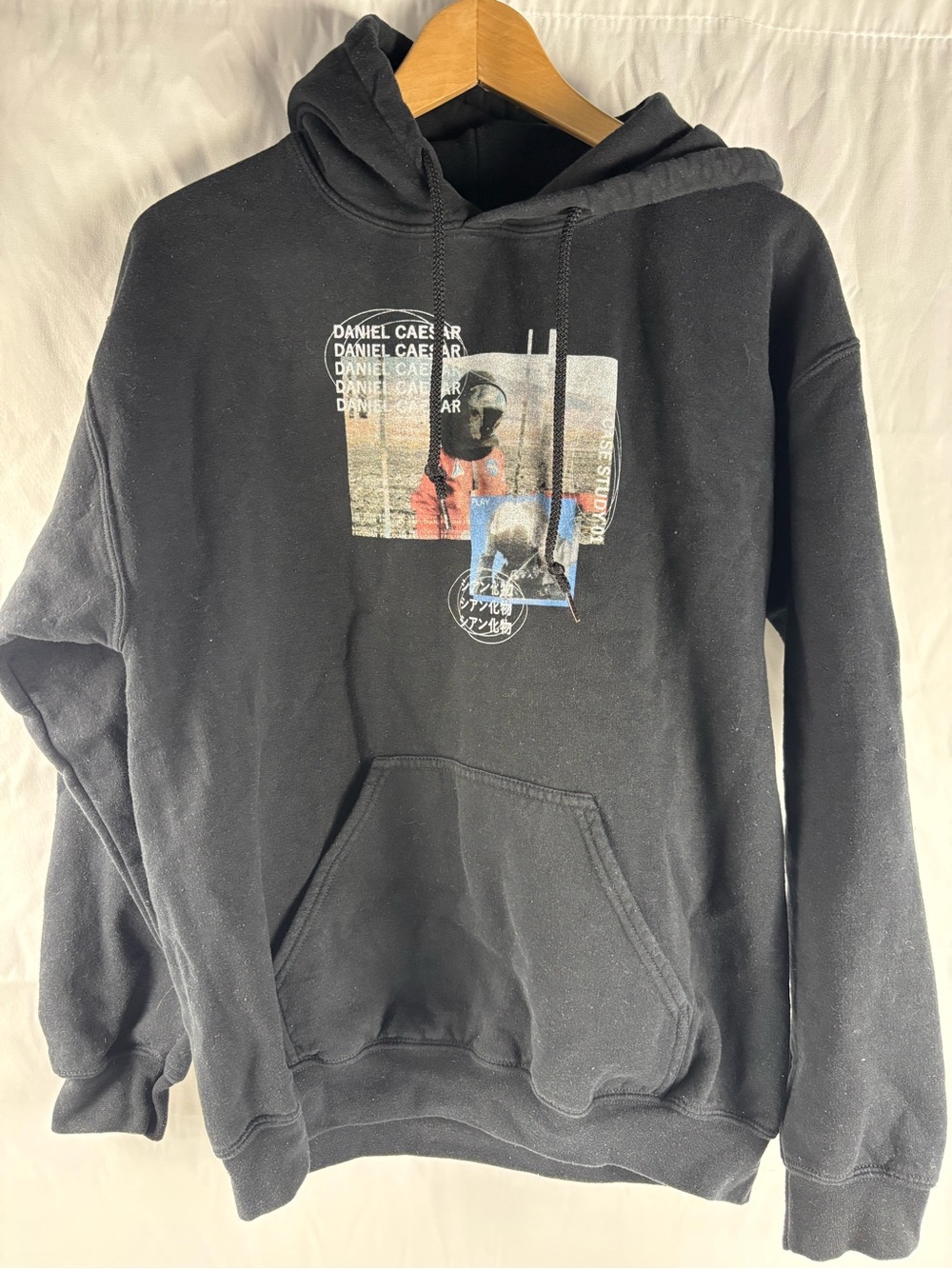 Daniel Caesar Gildan Black Graphic Pullover Hoodie with Multi-Color Print